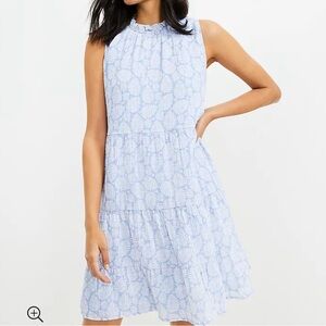 Loft || Coastal Leaf Ruffle Tiered Swing Dress